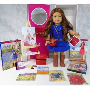 NEW American Girl 18" SAIGE DOLL In Meet Outfit Ring Jewelry Purse Paint Set BOX